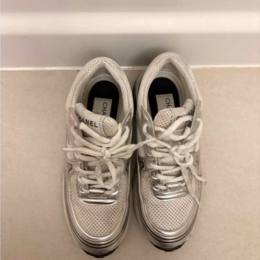 Chanel white and silver sneakers - Picture 3 of 12